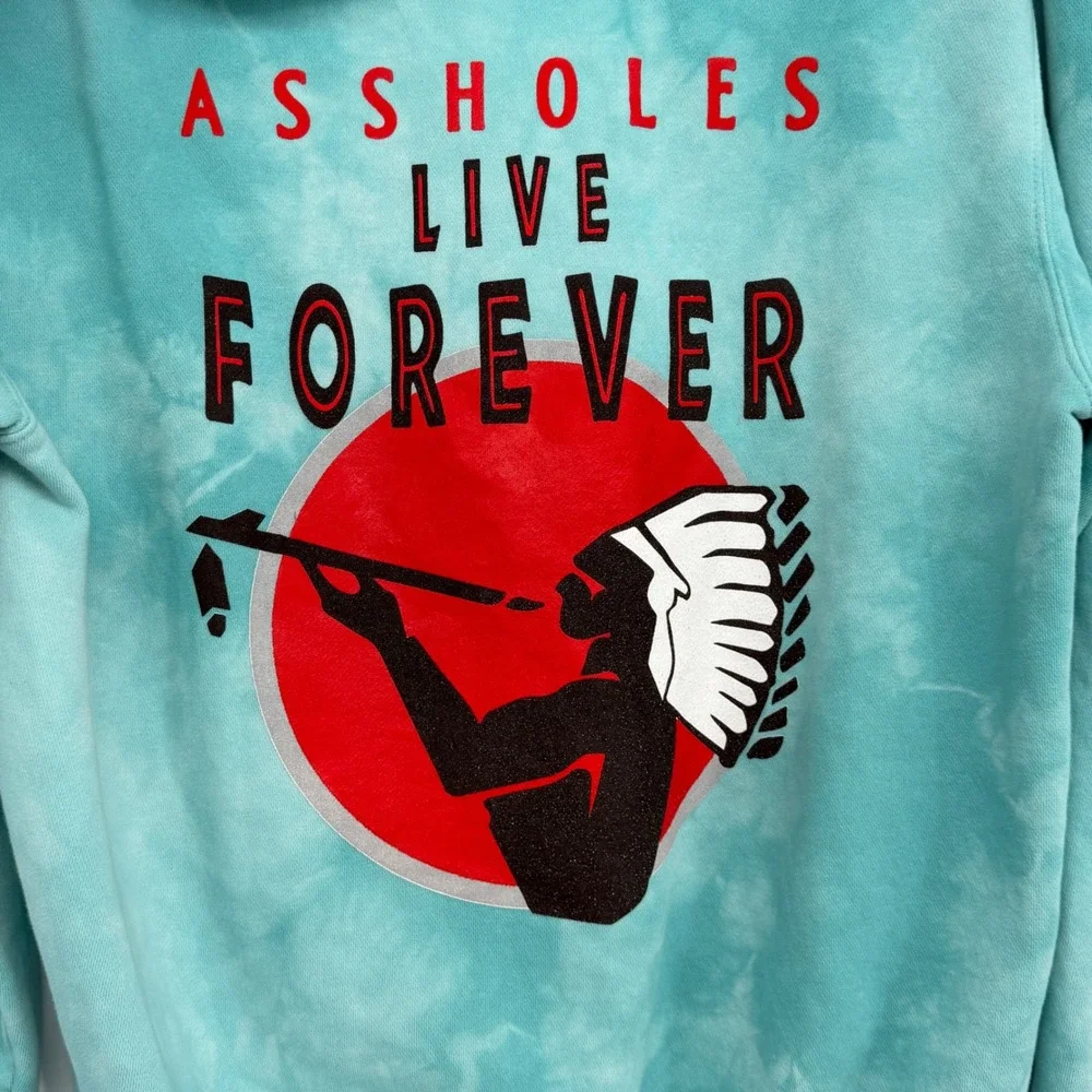 ALF Forever Tie Dye‎ Hoodie Mens Large Teal Graphic Pullover Sweatshirt